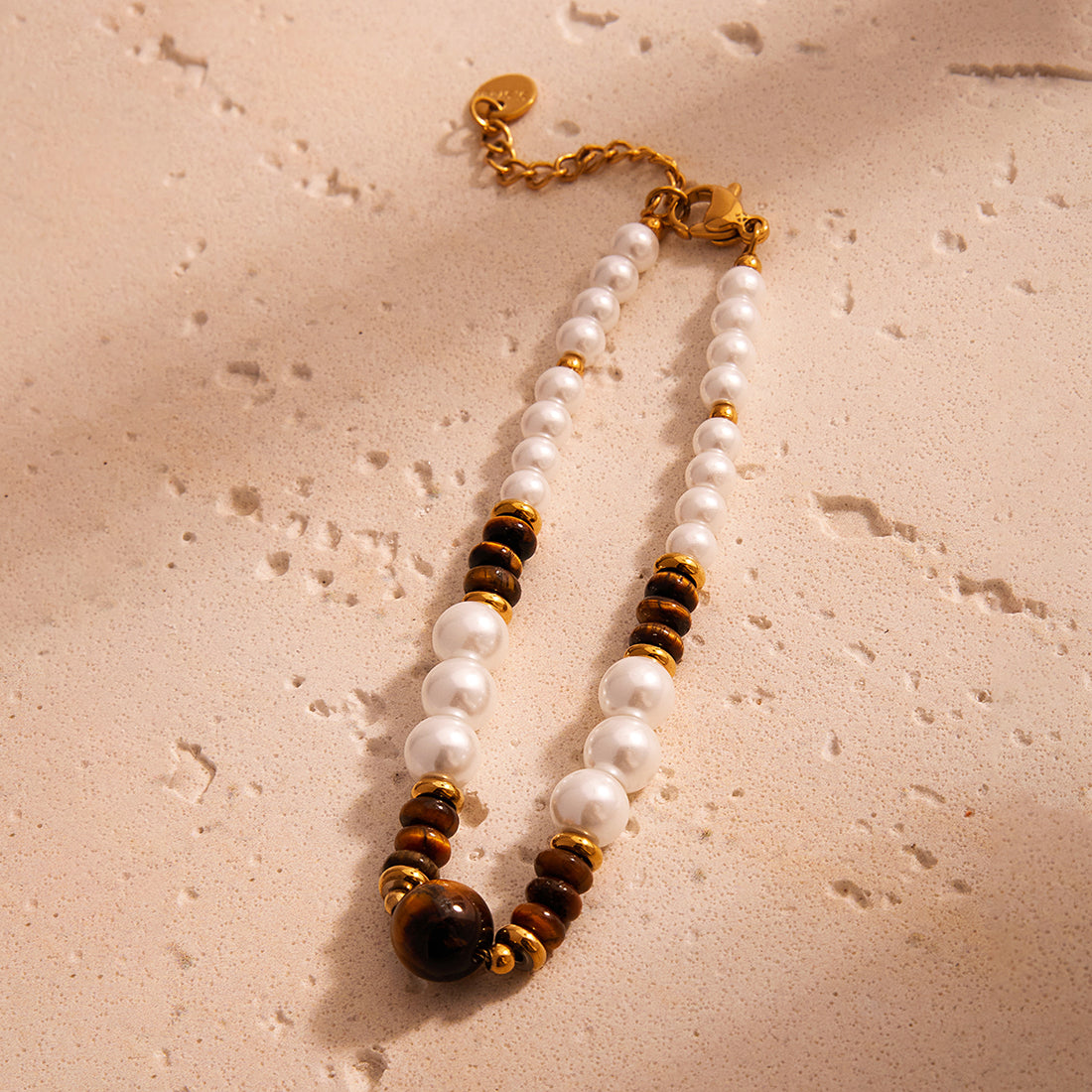 Pearl & Tiger Eye Bead Bracelet
