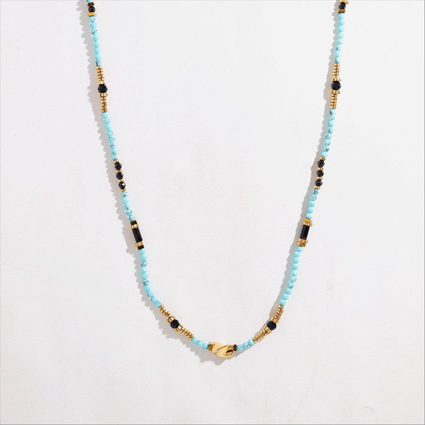 Turquoise & Gold Beaded Necklace