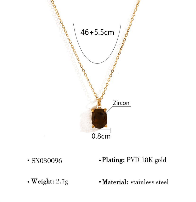 Brown Crystal Bar Layered Necklace