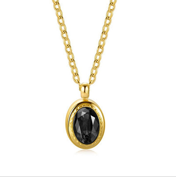 Midnight Oval Gem Pendant Necklace