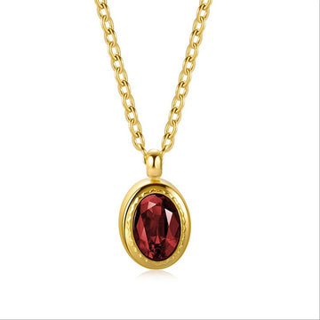 Rose Oval Crystal Necklace