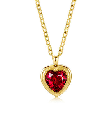 Ruby Heart Pendant Necklace