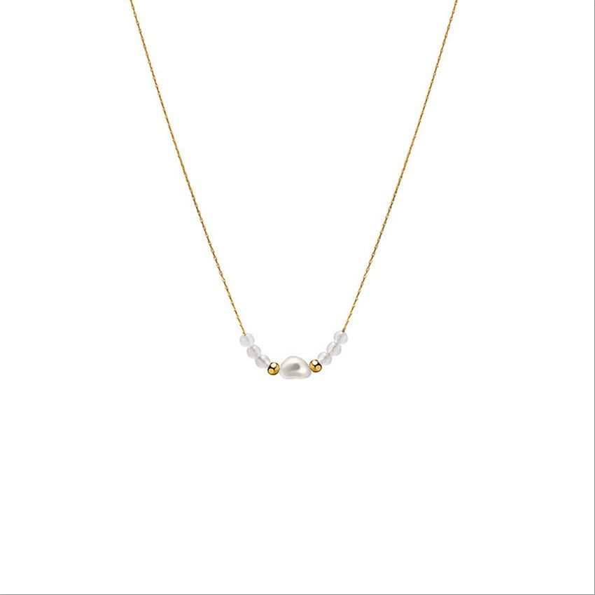 Neutral Bead Charm Necklace