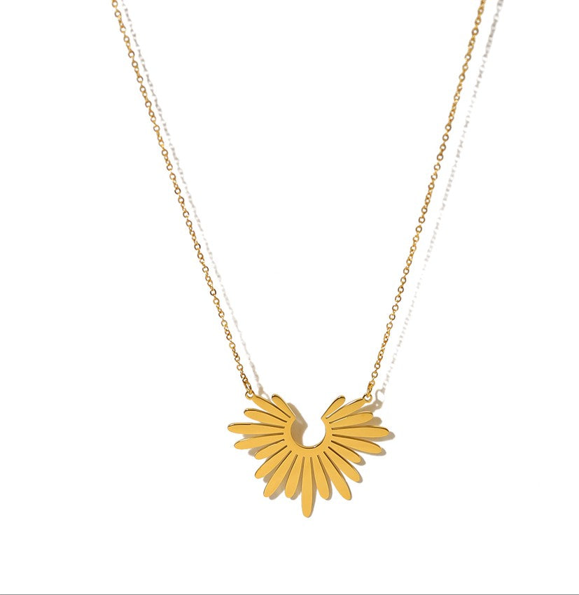Angel Wing Heart Necklace – Yellow Gold