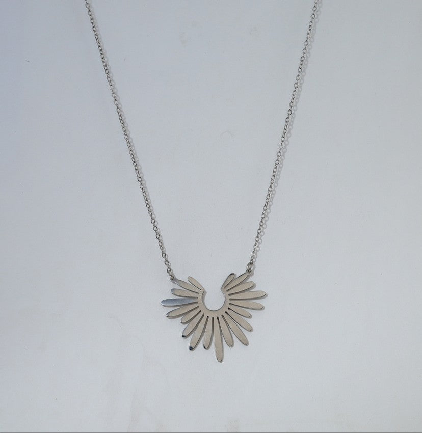 Angel Wing Heart Necklace – Silver