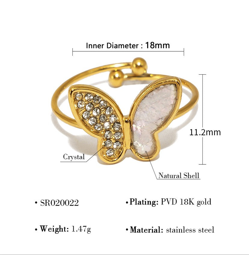 Crystal Butterfly Elegance Ring-18mm