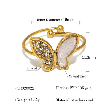 Crystal Butterfly Elegance Ring-18mm