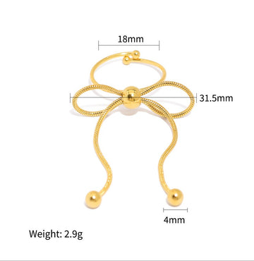 Golden Bow Loop Ring-18mm