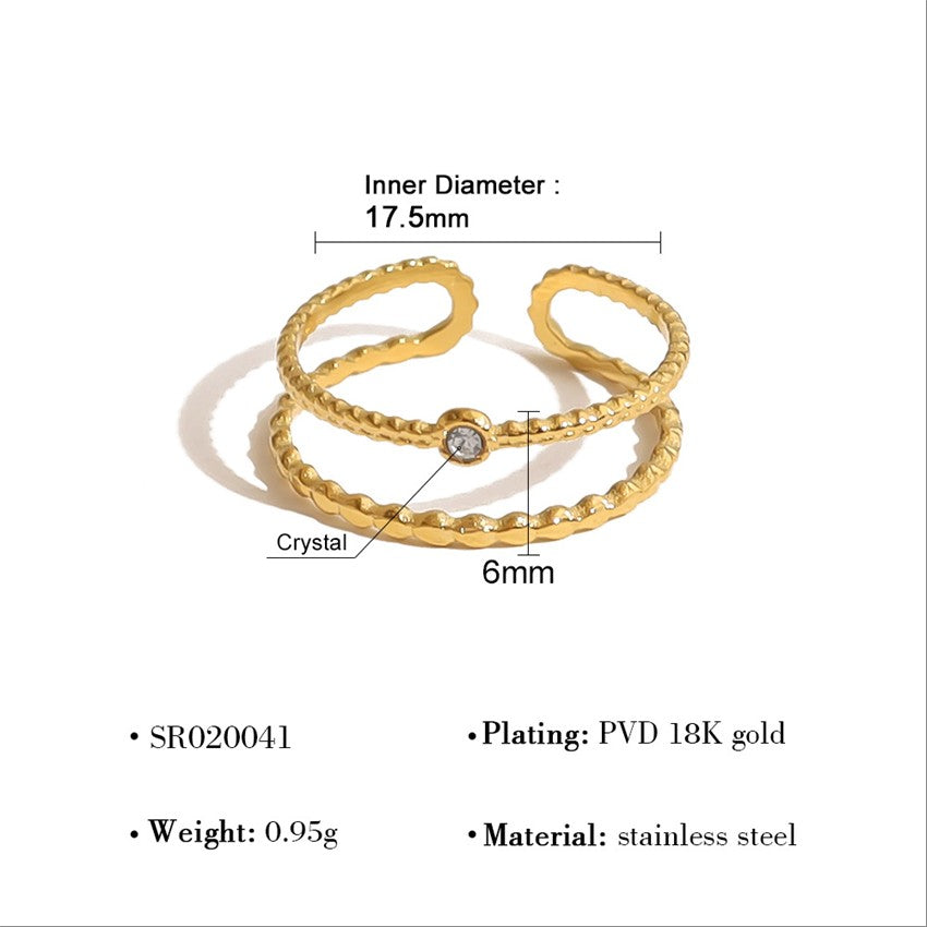 Double Band Crystal Accent Ring-17.5mm