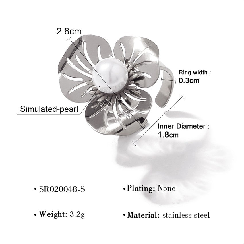 Silver Floral Bloom Ring-18mm