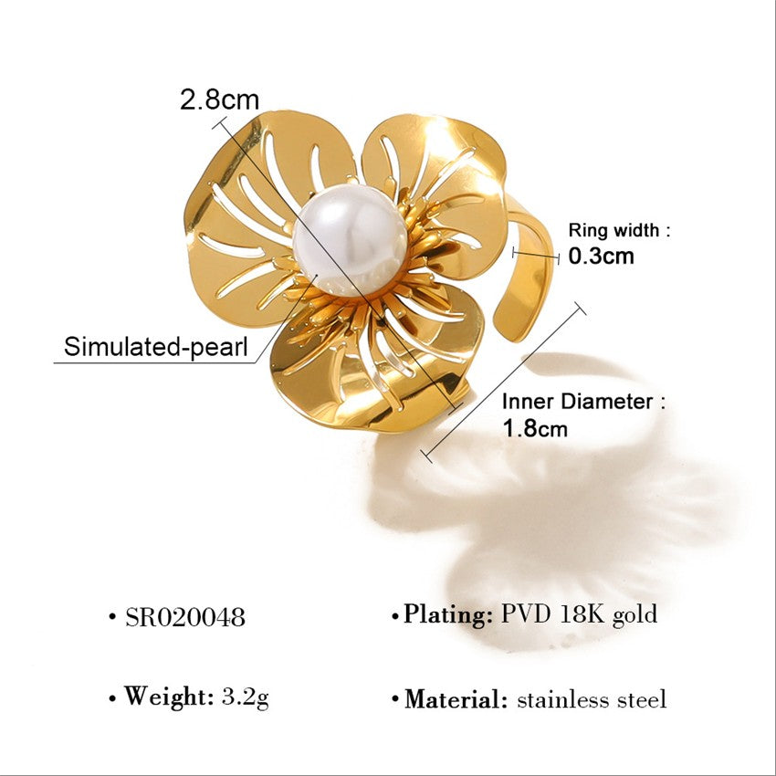 Floral Pearl Statement Ring-18mm