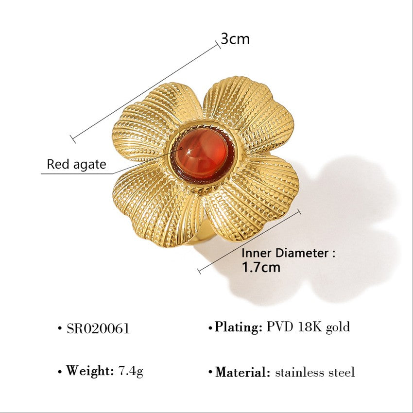 Red Agate Bloom Ring-17mm