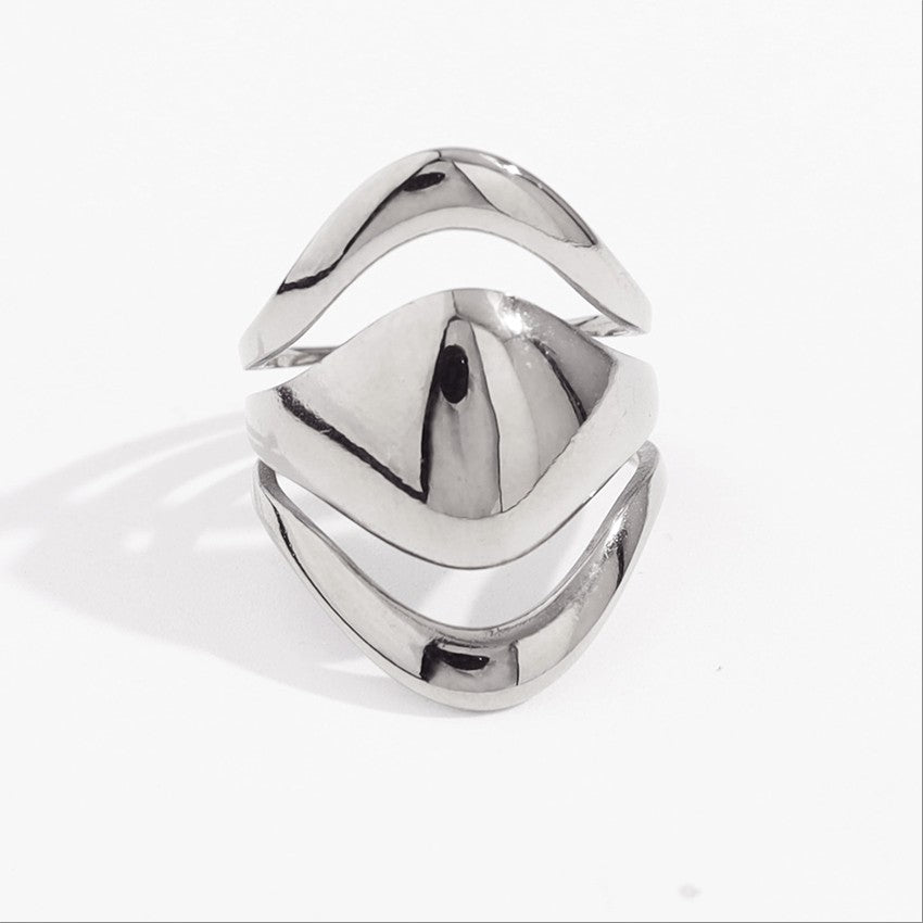 Chrome Maze Statement Ring-18mm
