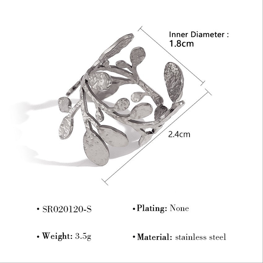 Silver Laurel Leaf Wrap Ring-18mm