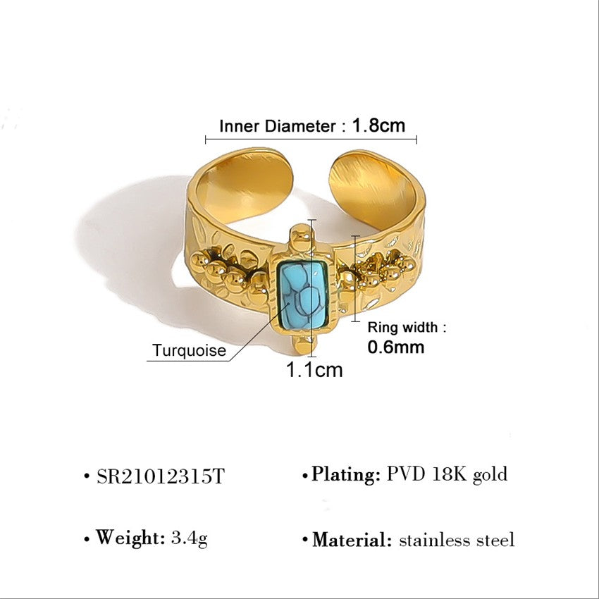 Golden Heart & Enamel Eye Ring-18mm