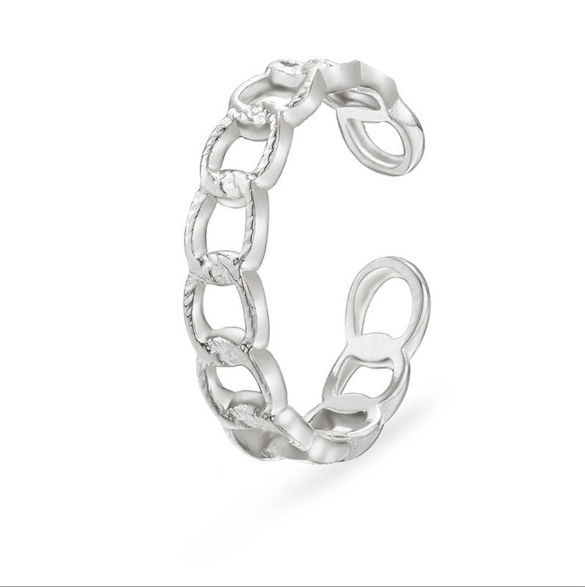 Bold Chain Link Ring - Silver-18mm