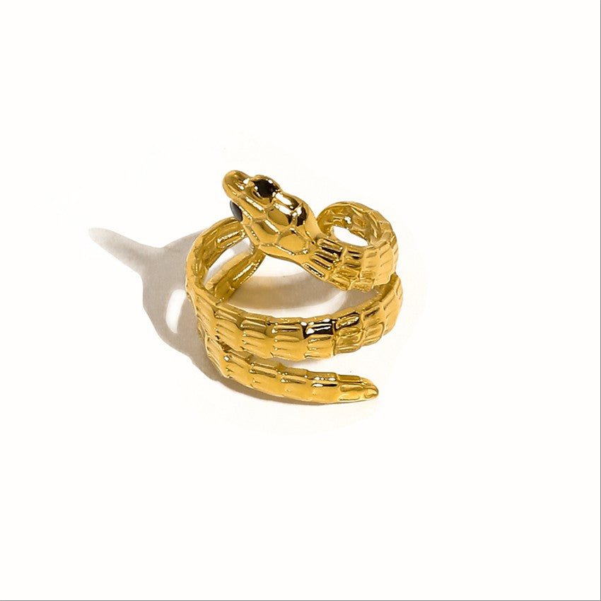 Twin Serpent Gold Ring-18mm