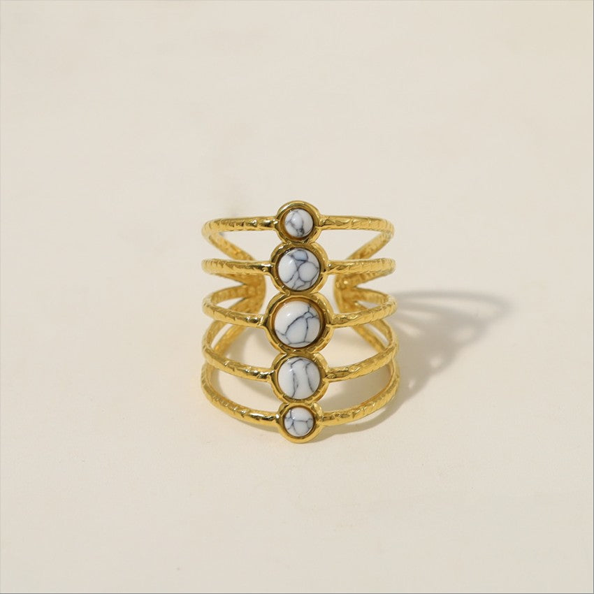 Triple Row Pearl Band Ring-18mm
