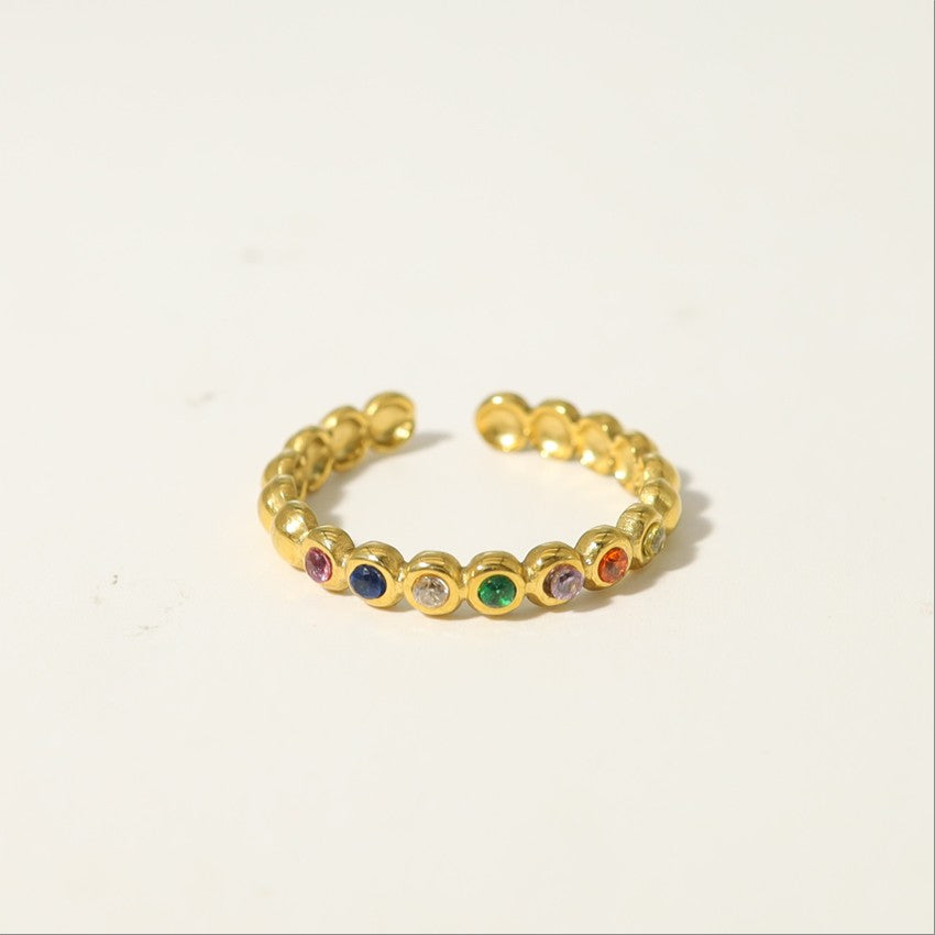 Rainbow Crystal Band Ring-17mm