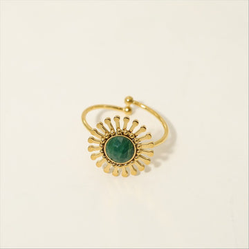 Green Solar Bloom Ring-17mm
