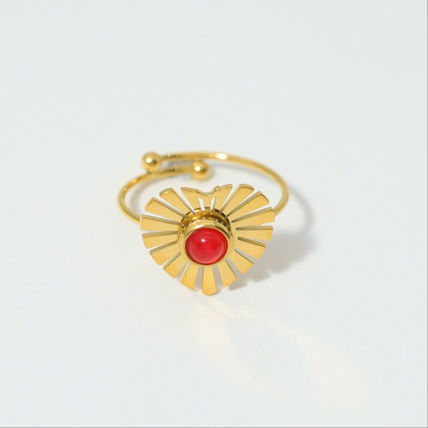 Red Solar Bloom Ring-17mm