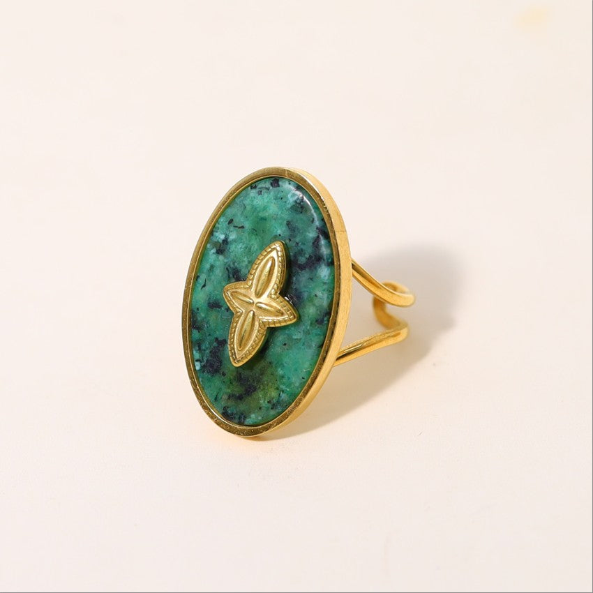 Turquoise Star Oval Ring-18mm