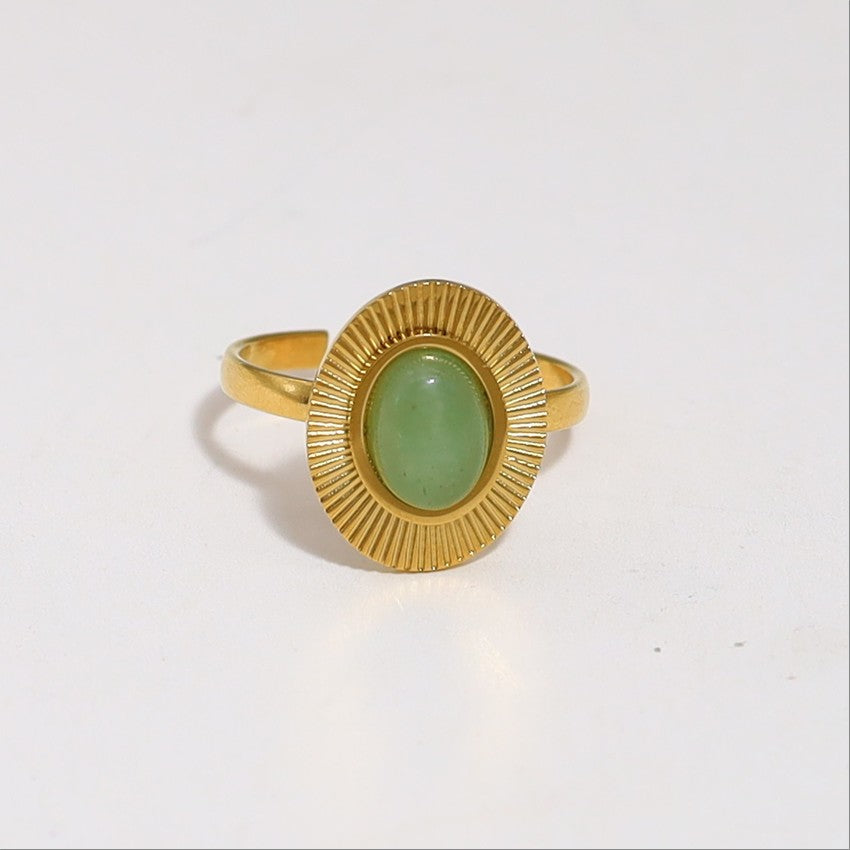 Jade Oval Gem Ring-18mm