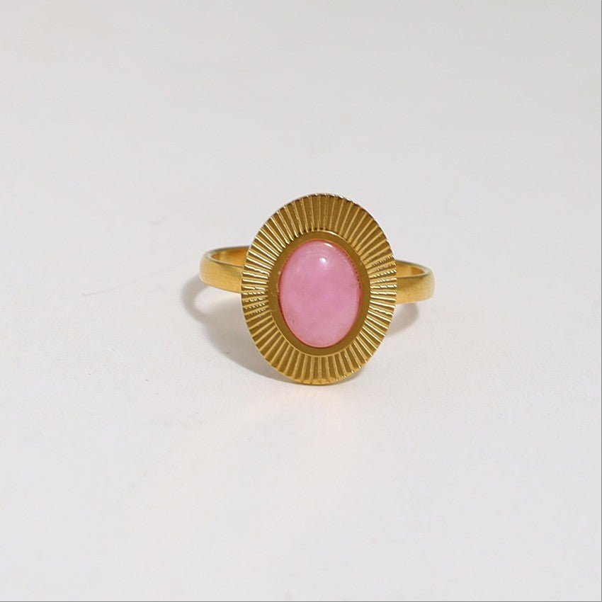 Soft Pink Oval Gem Ring-18mm