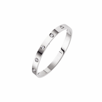 Angled Stud Silver Bangle