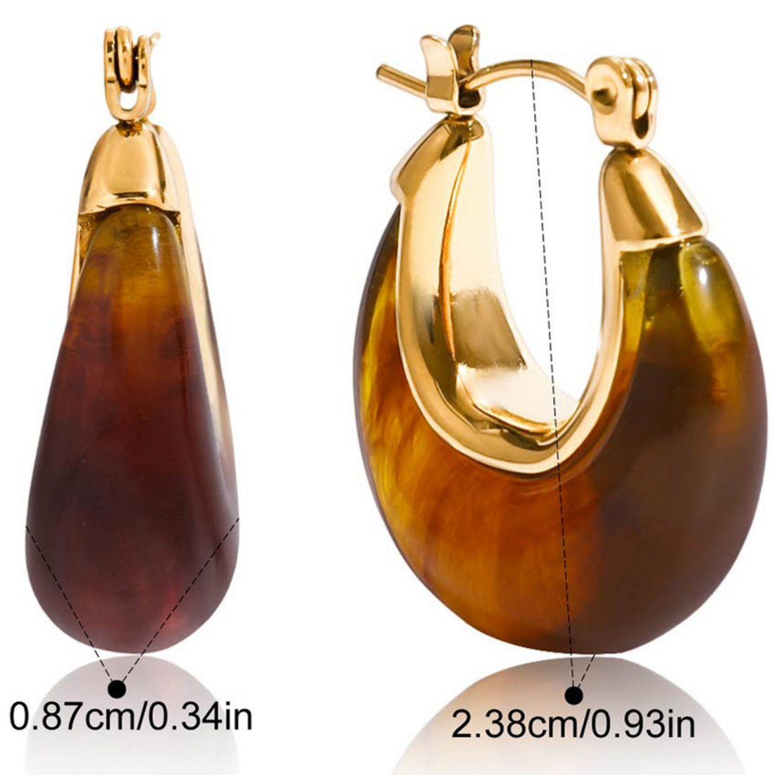 Teardrop Resin Gold Hoops