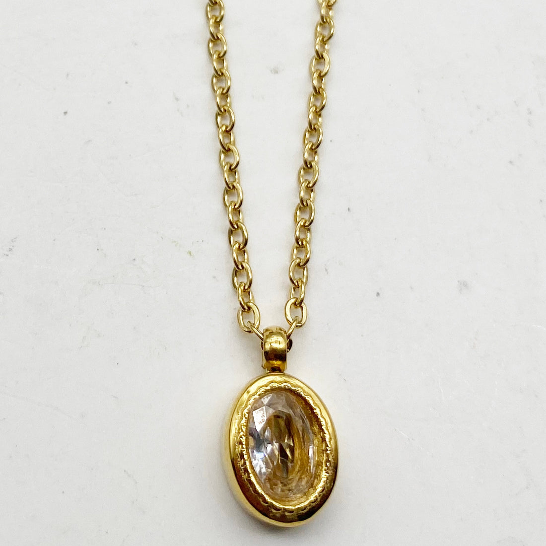 Champagne Oval Gem Pendant Necklace