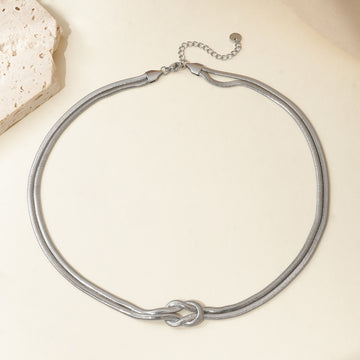 Silver Knot Statement Necklace