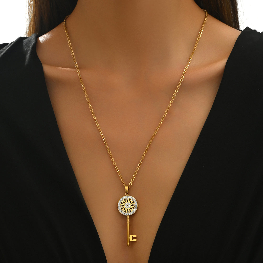 Golden Key Pendant Necklace