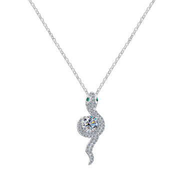 Emerald-Eyed Serpent Pendant Necklace